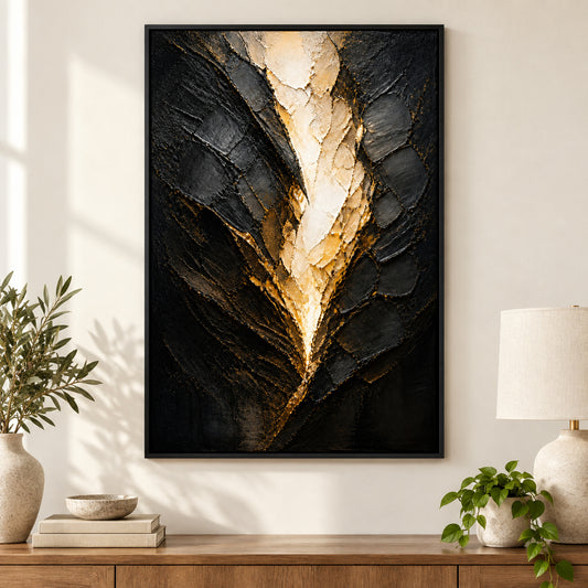 White Cocoon Break Abstract Canvas Wall Art | black_independent_close