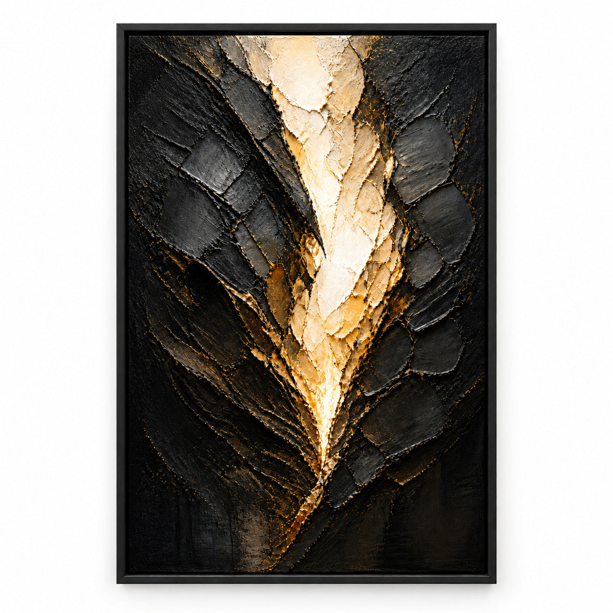 White Cocoon Break Abstract Canvas Wall Art | black_sku