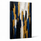 Gold Blue Vertical Ascent Palette Knife Abstract Canvas Wall Art - 01_main_white_left_wrap