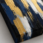 Gold Blue Vertical Ascent Palette Knife Abstract Canvas Wall Art - 03_detail_closeup