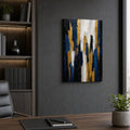 Gold Blue Vertical Ascent Palette Knife Abstract Canvas Wall Art - 04_sku_12x18_wall