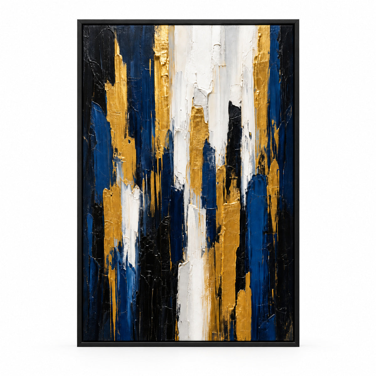 Gold Blue Vertical Ascent Canvas Wall Art | black_sku