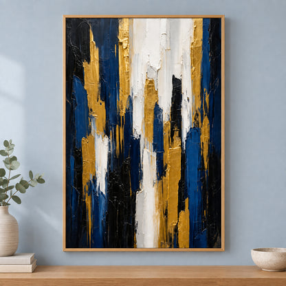 Gold Blue Vertical Ascent Canvas Wall Art | brown_independent_close