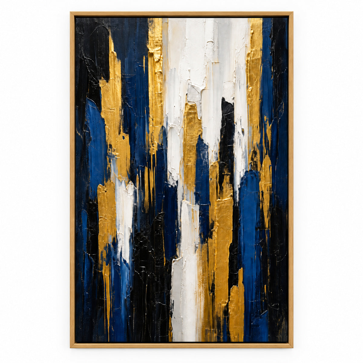 Gold Blue Vertical Ascent Canvas Wall Art | brown_sku