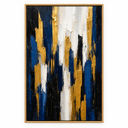 Gold Blue Vertical Ascent Canvas Wall Art | brown_sku