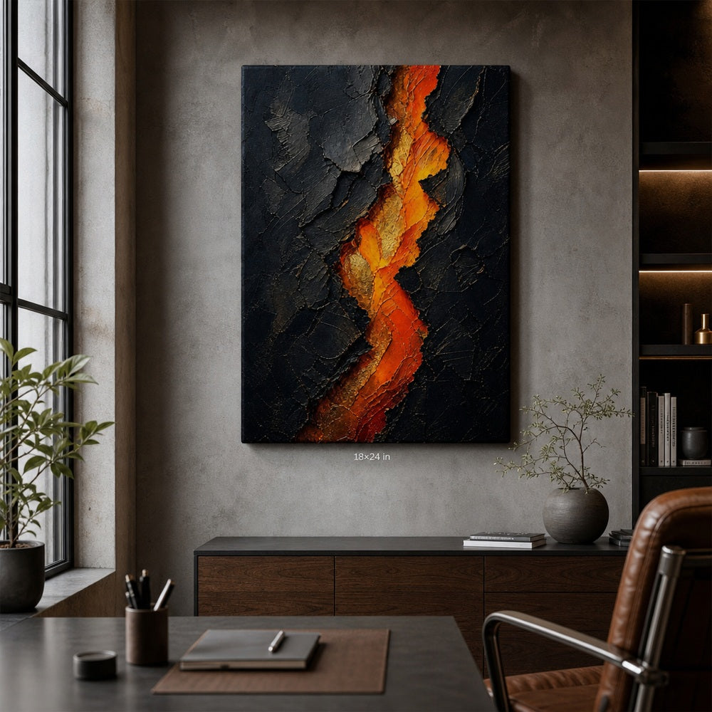 Ember Crack Inner Fire Palette Knife Abstract Canvas Wall Art - 05_sku_18x24_wall
