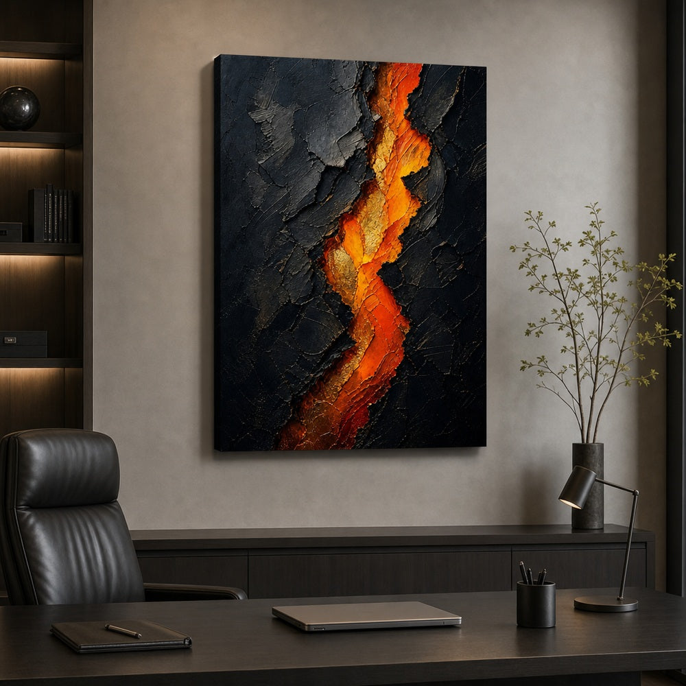 Ember Crack Inner Fire Palette Knife Abstract Canvas Wall Art - 06_sku_24x36_wall