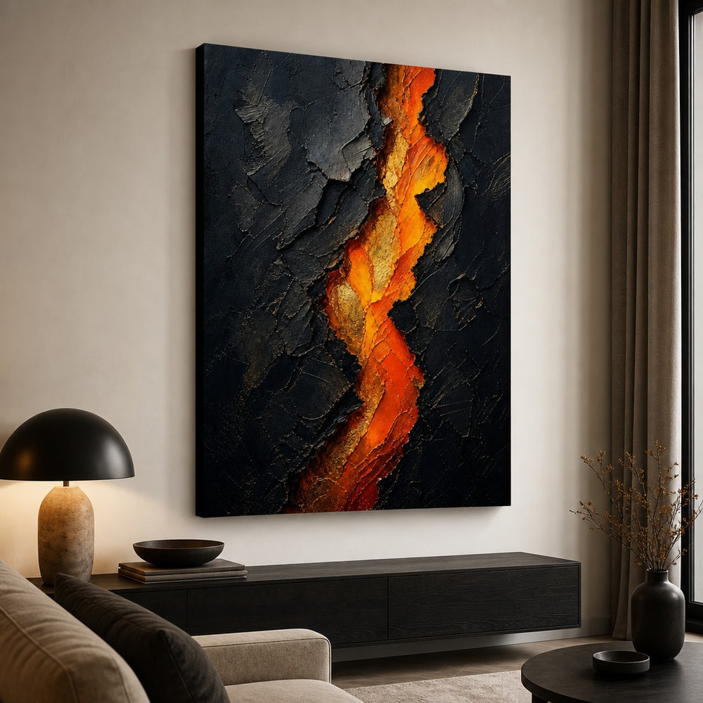 Ember Crack Inner Fire Palette Knife Abstract Canvas Wall Art - 07_sku_30x40_wall