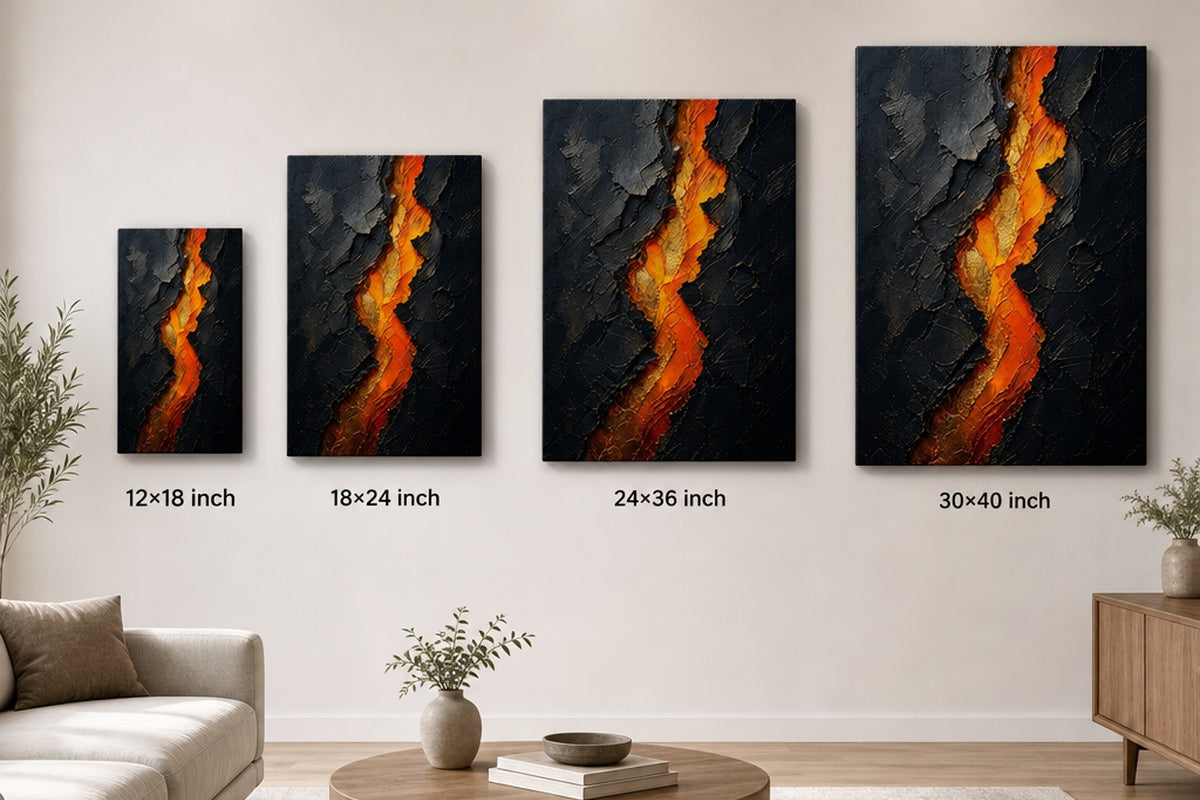 Ember Crack Inner Fire Palette Knife Abstract Canvas Wall Art - 08_size_comparison