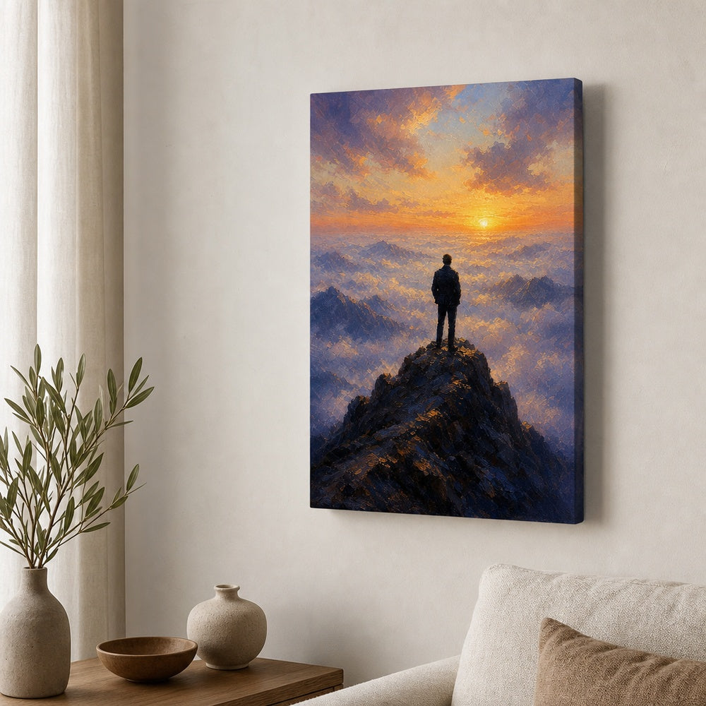 Wanderer Above Mist Impressionistic Sunrise Canvas Wall Art - 04_sku_12x18_wall