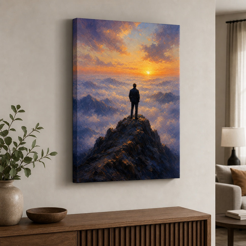 Wanderer Above Mist Impressionistic Sunrise Canvas Wall Art - 05_sku_18x24_wall