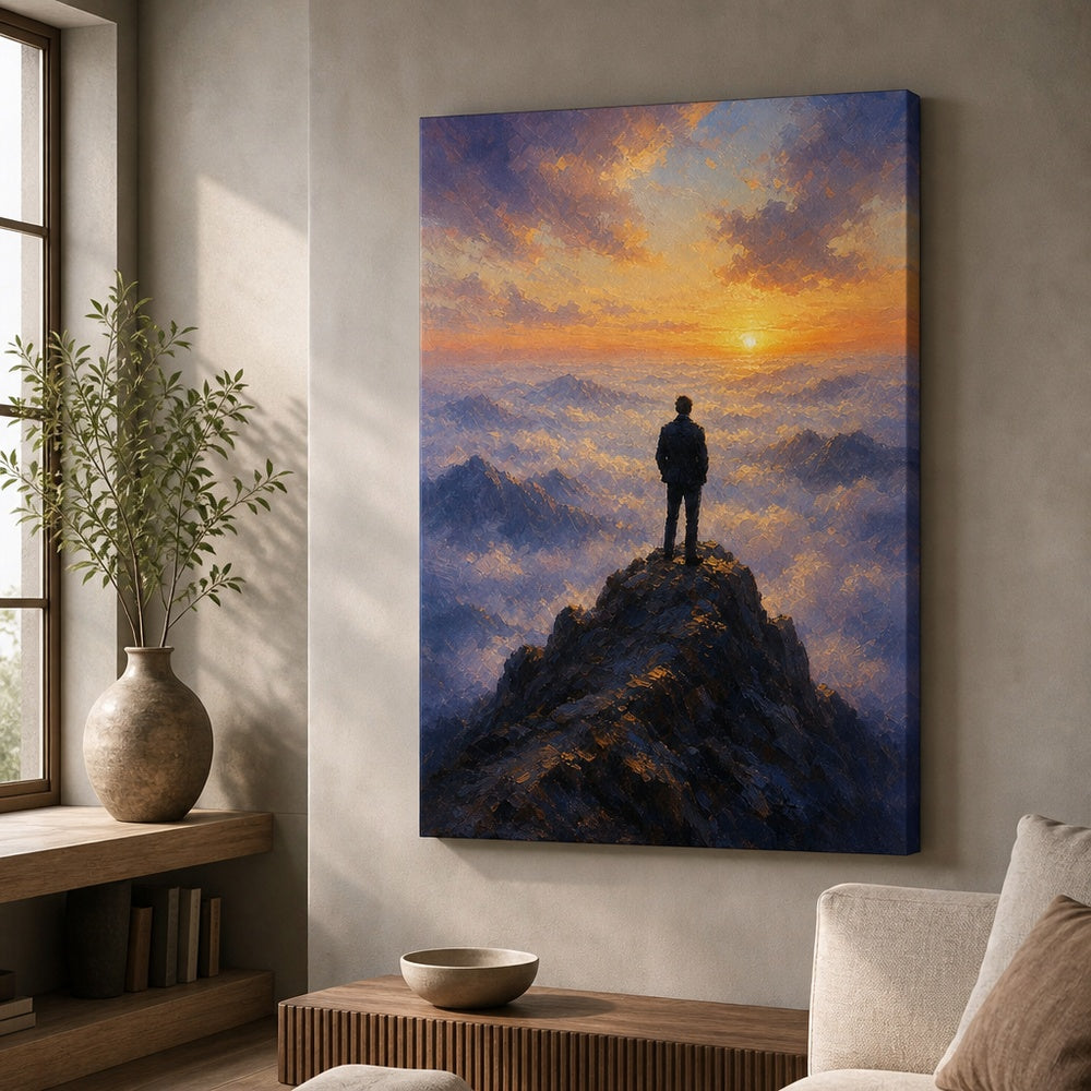 Wanderer Above Mist Impressionistic Sunrise Canvas Wall Art - 06_sku_24x36_wall