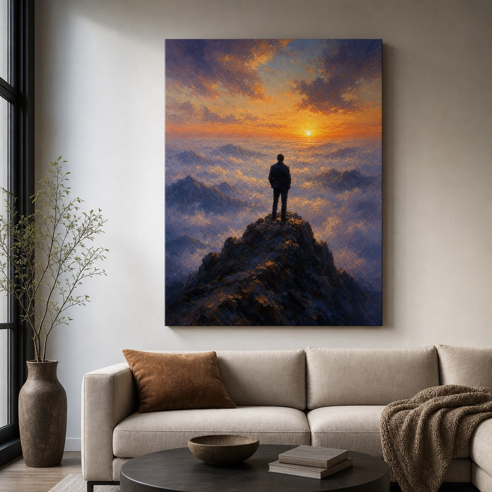 Wanderer Above Mist Impressionistic Sunrise Canvas Wall Art - 07_sku_30x40_wall