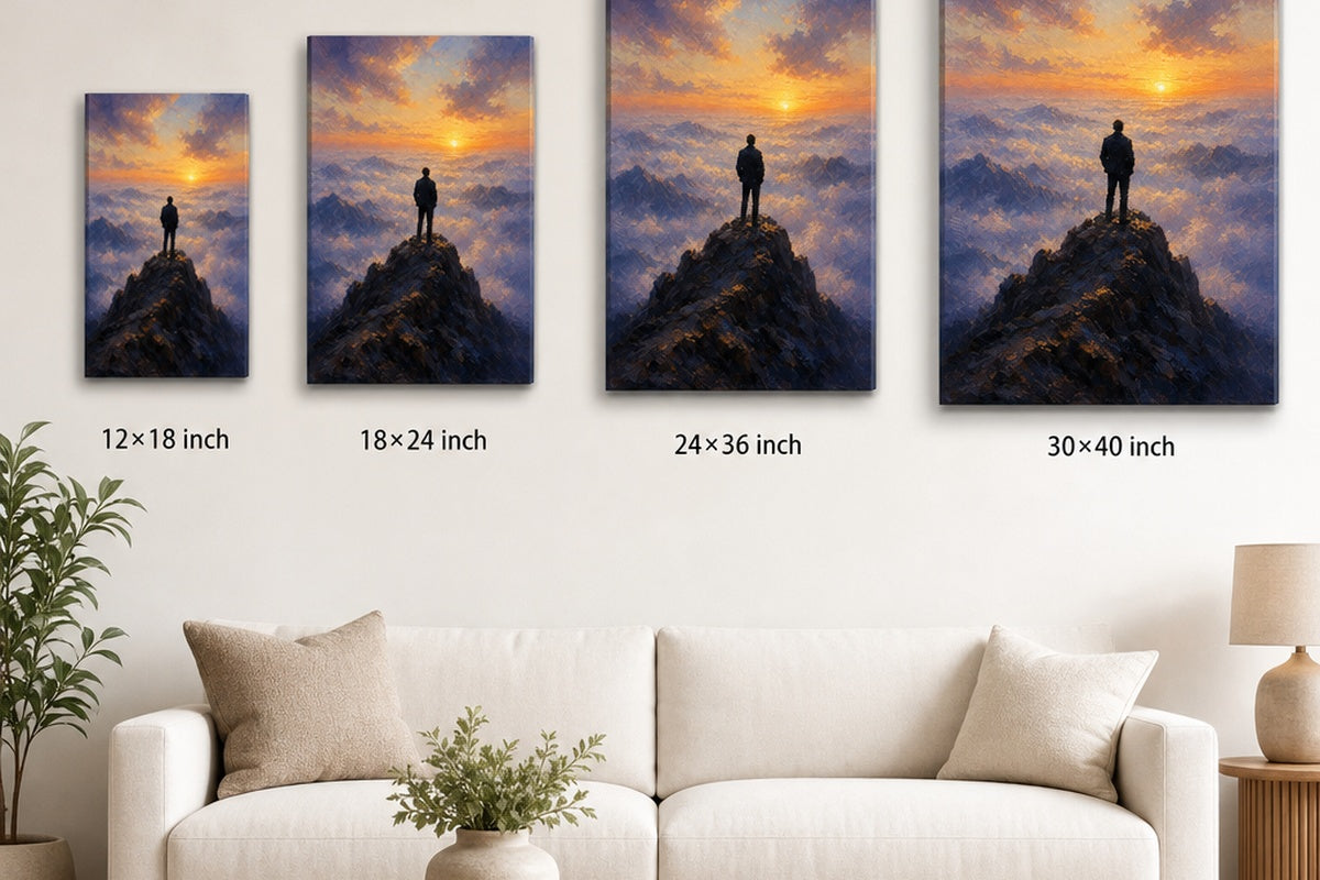 Wanderer Above Mist Impressionistic Sunrise Canvas Wall Art - 08_size_comparison
