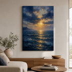 First Light Ocean Impressionistic Sunrise Canvas Wall Art - 02_wall_scene