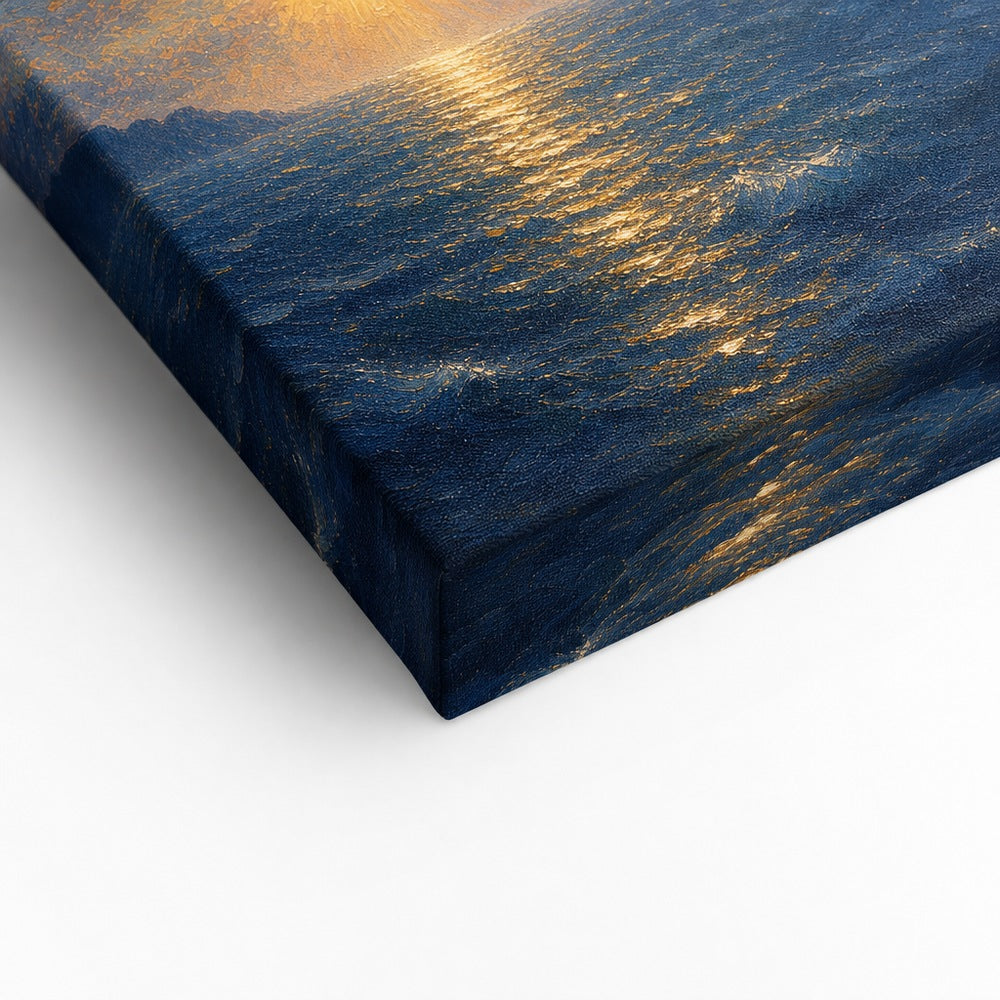 First Light Ocean Impressionistic Sunrise Canvas Wall Art - 03_detail_closeup