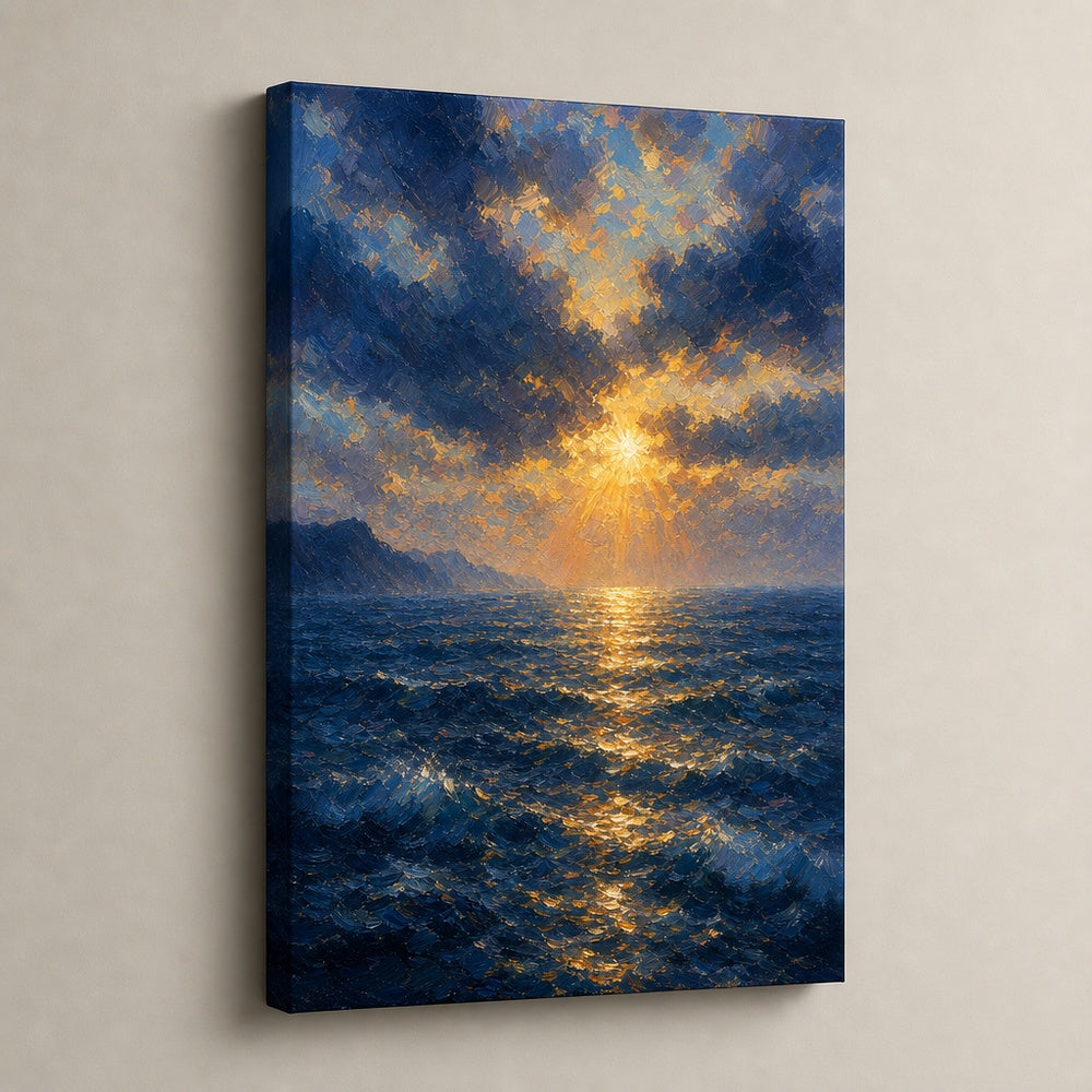 First Light Ocean Impressionistic Sunrise Canvas Wall Art - 05_sku_18x24_wall