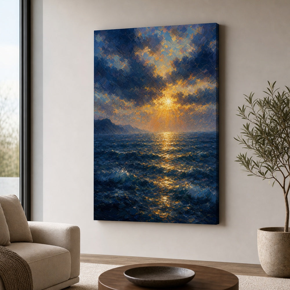 First Light Ocean Impressionistic Sunrise Canvas Wall Art - 06_sku_24x36_wall