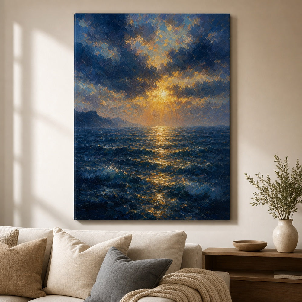 First Light Ocean Impressionistic Sunrise Canvas Wall Art - 07_sku_30x40_wall
