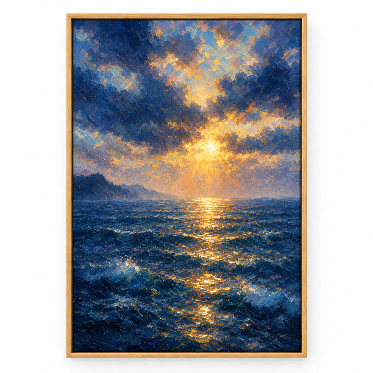 First Light Ocean Impressionistic Sunrise Canvas Wall Art | brown_sku