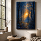 Forest Light Breakthrough Impressionistic Sunrise Canvas Wall Art - 02_wall_scene