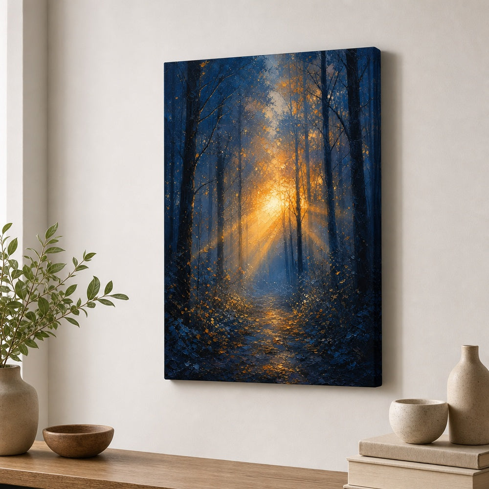 Forest Light Breakthrough Impressionistic Sunrise Canvas Wall Art - 05_sku_18x24_wall
