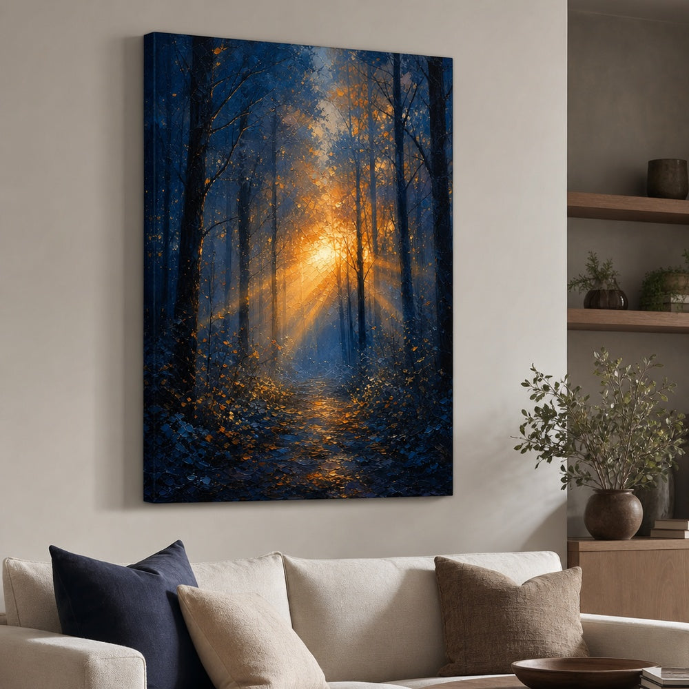 Forest Light Breakthrough Impressionistic Sunrise Canvas Wall Art - 07_sku_30x40_wall