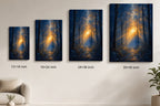 Forest Light Breakthrough Impressionistic Sunrise Canvas Wall Art - 08_size_comparison