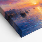 Harbor Dawn Resolve Impressionistic Sunrise Canvas Wall Art - 03_detail_closeup