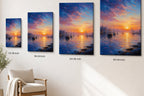 Harbor Dawn Resolve Impressionistic Sunrise Canvas Wall Art - 08_size_comparison