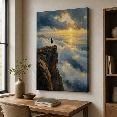 Cliff Sea of Light Impressionistic Sunrise Canvas Wall Art - 02_wall_scene