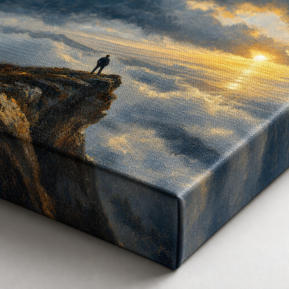 Cliff Sea of Light Impressionistic Sunrise Canvas Wall Art - 03_detail_closeup