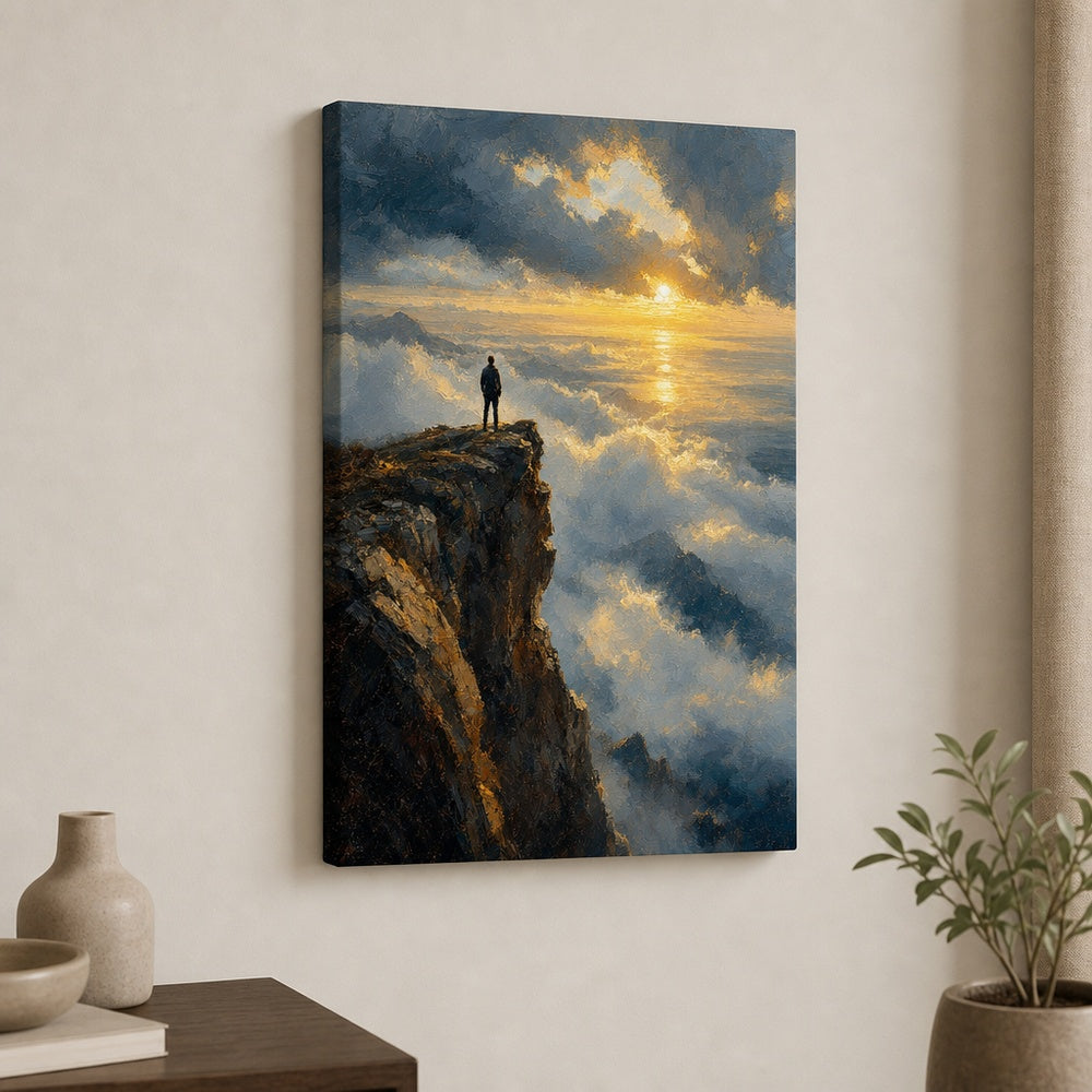 Cliff Sea of Light Impressionistic Sunrise Canvas Wall Art - 04_sku_12x18_wall