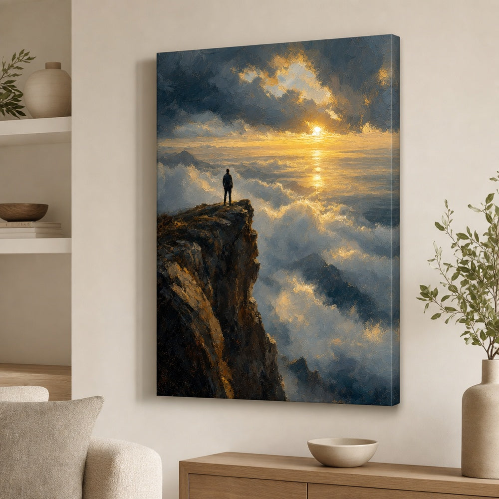 Cliff Sea of Light Impressionistic Sunrise Canvas Wall Art - 05_sku_18x24_wall