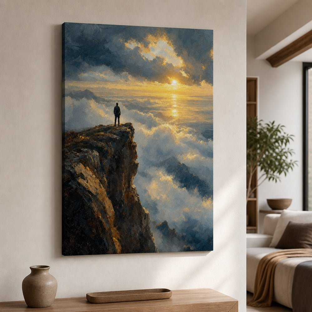 Cliff Sea of Light Impressionistic Sunrise Canvas Wall Art - 06_sku_24x36_wall