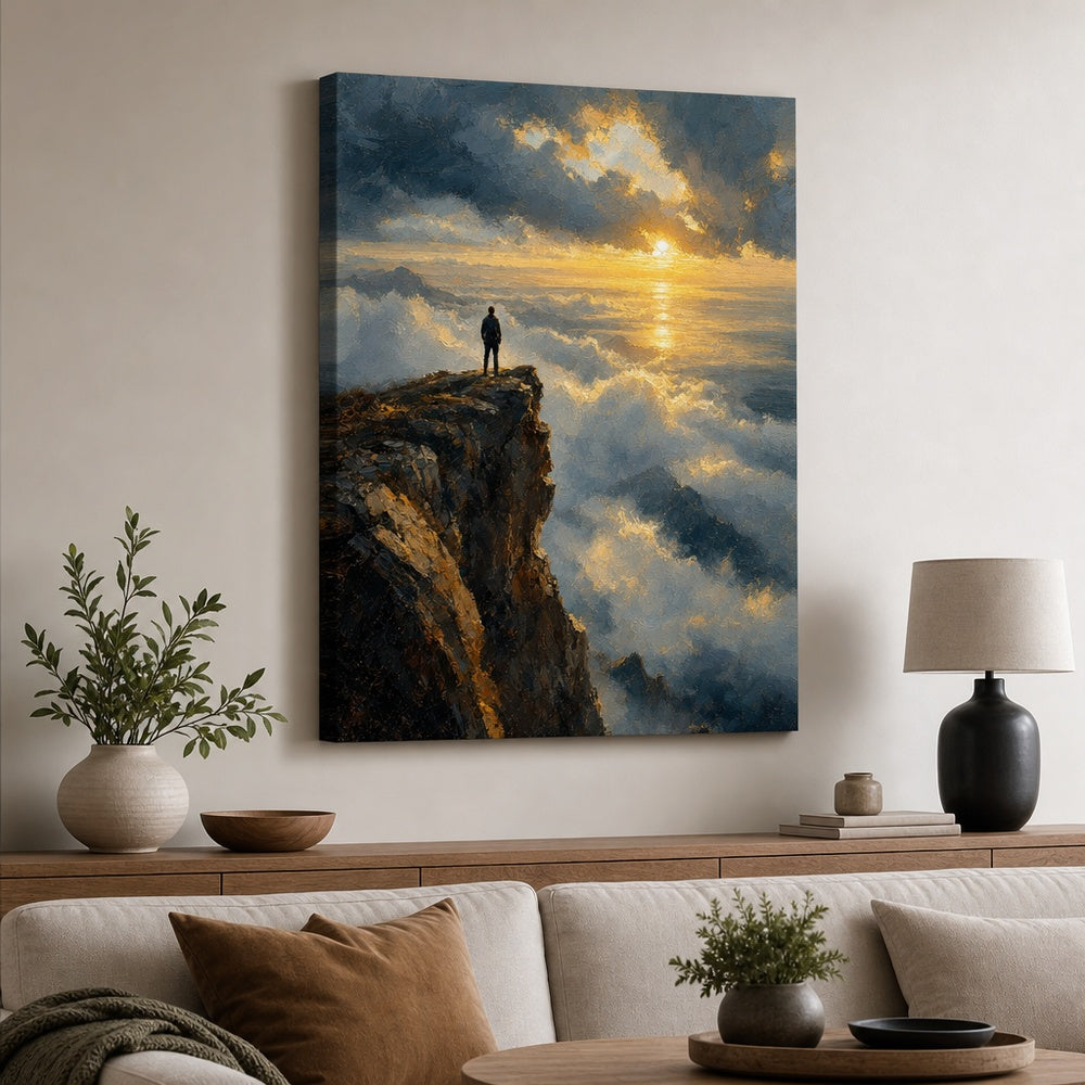 Cliff Sea of Light Impressionistic Sunrise Canvas Wall Art - 07_sku_30x40_wall