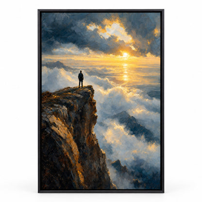 Cliff Sea of Light Impressionistic Sunrise Canvas Wall Art | black_sku