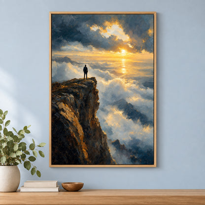 Cliff Sea of Light Impressionistic Sunrise Canvas Wall Art | brown_independent_close