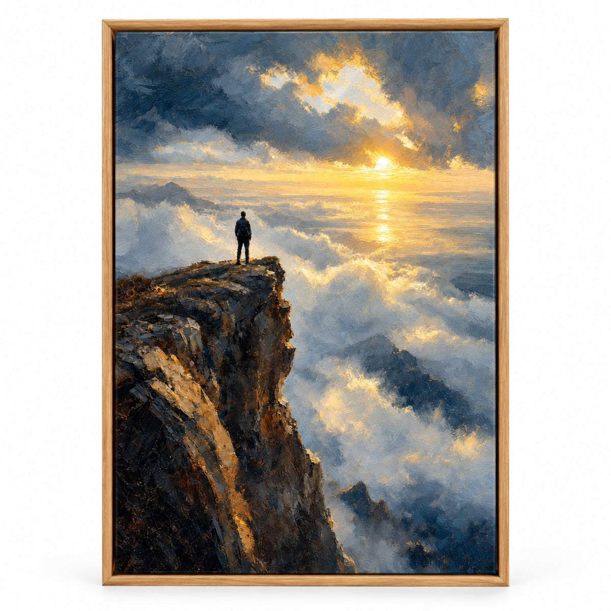 Cliff Sea of Light Impressionistic Sunrise Canvas Wall Art | brown_sku