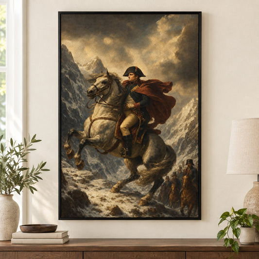 Alps Rider Resolve Vintage Portrait Canvas Wall Art | black_independent_close