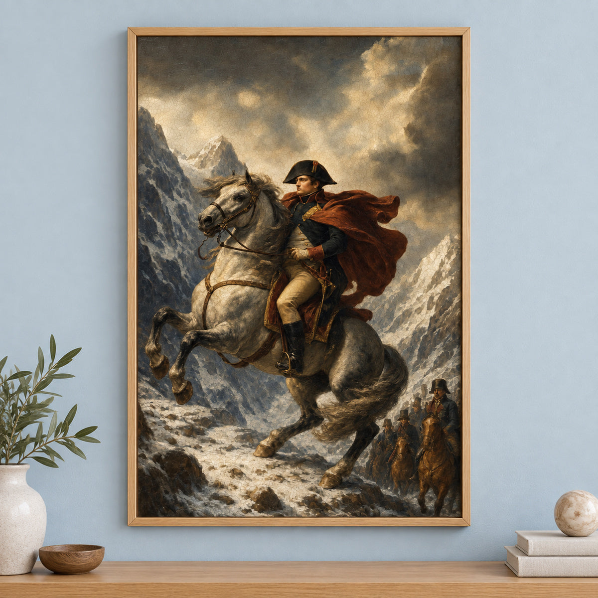 Alps Rider Resolve Vintage Portrait Canvas Wall Art | brown_independent_close