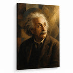 Einstein Gazing Light Vintage Portrait Canvas Wall Art - 01_main_white_left_wrap