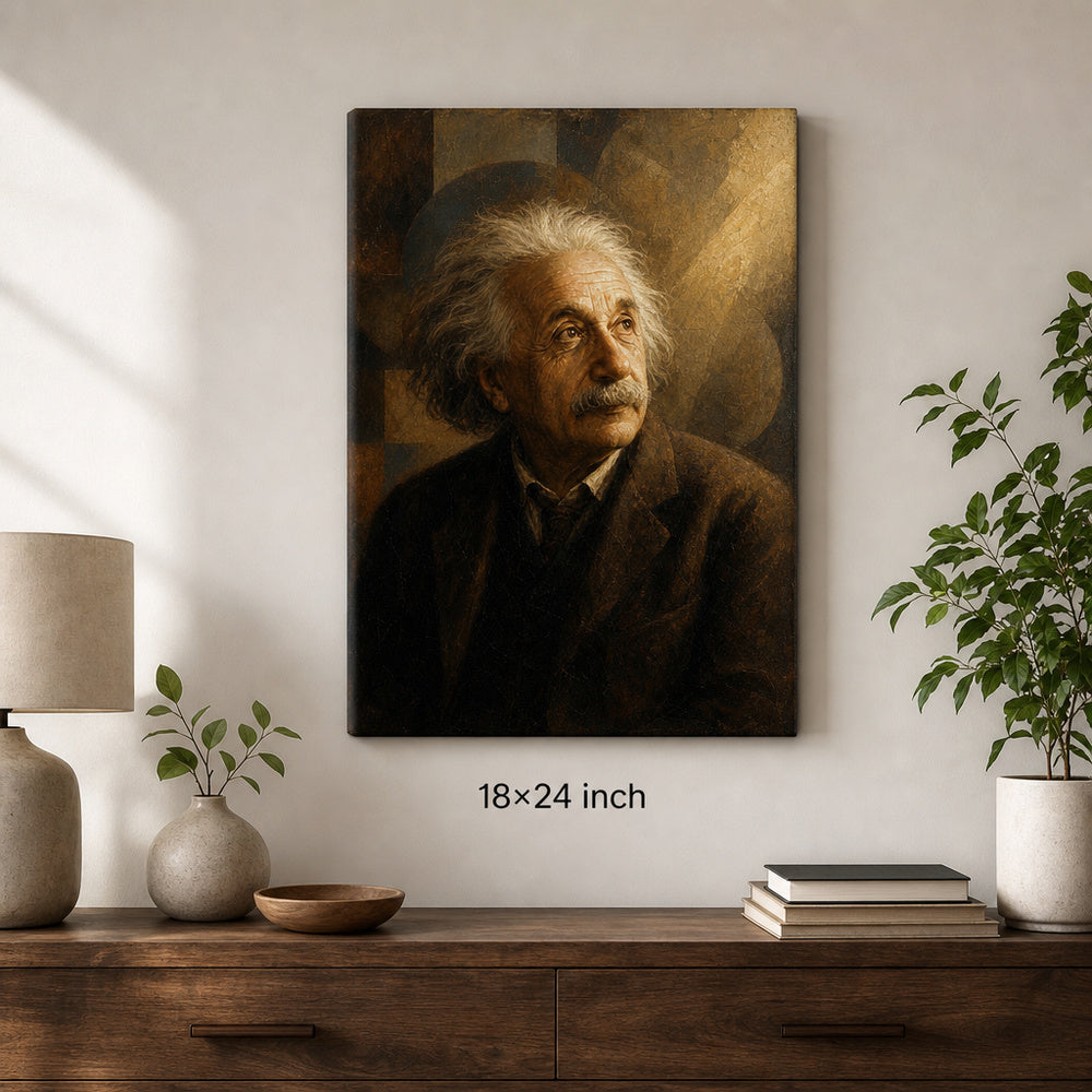Einstein Gazing Light Vintage Portrait Canvas Wall Art - 05_sku_18x24_wall