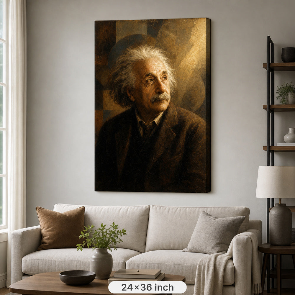 Einstein Gazing Light Vintage Portrait Canvas Wall Art - 06_sku_24x36_wall