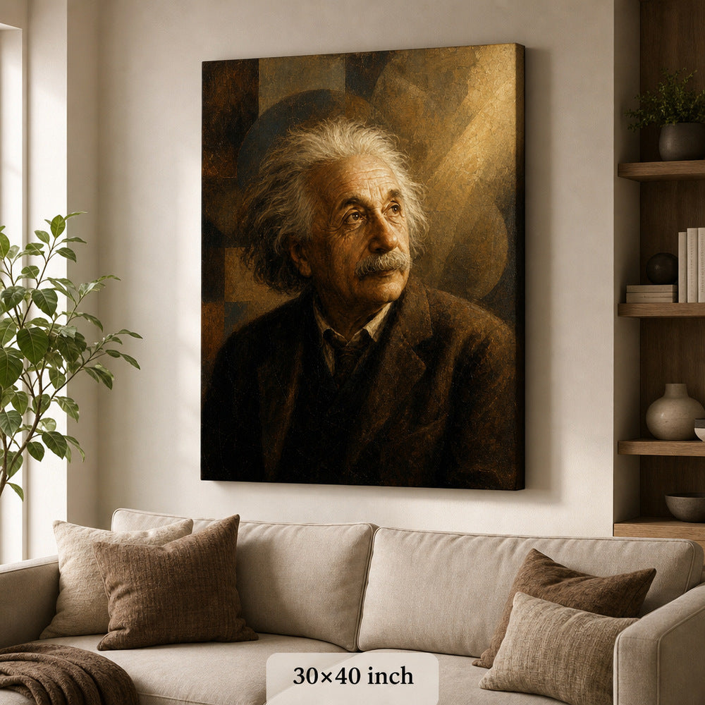 Einstein Gazing Light Vintage Portrait Canvas Wall Art - 07_sku_30x40_wall