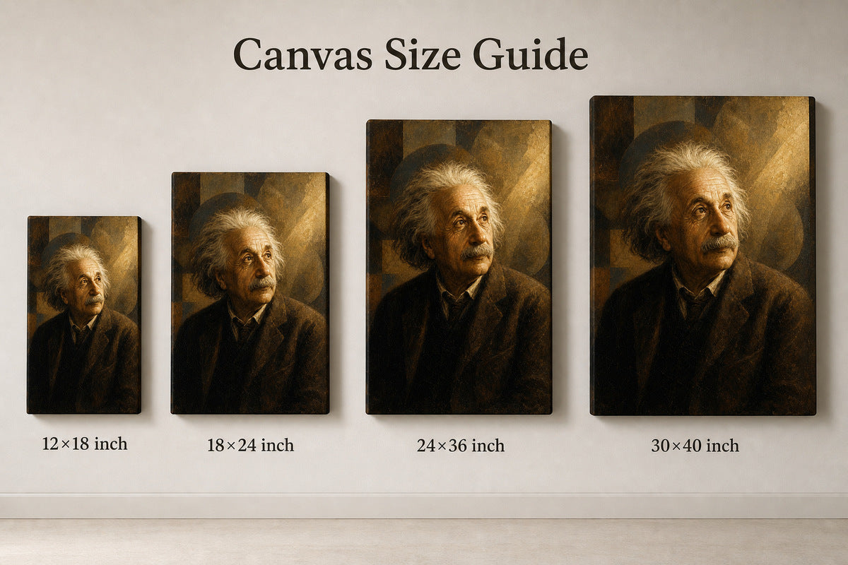 Einstein Gazing Light Vintage Portrait Canvas Wall Art - 08_size_comparison
