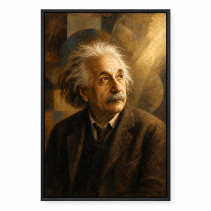 Einstein Gazing Light Vintage Portrait Canvas Wall Art | black_sku