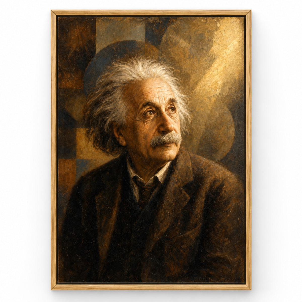 Einstein Gazing Light Vintage Portrait Canvas Wall Art | brown_sku