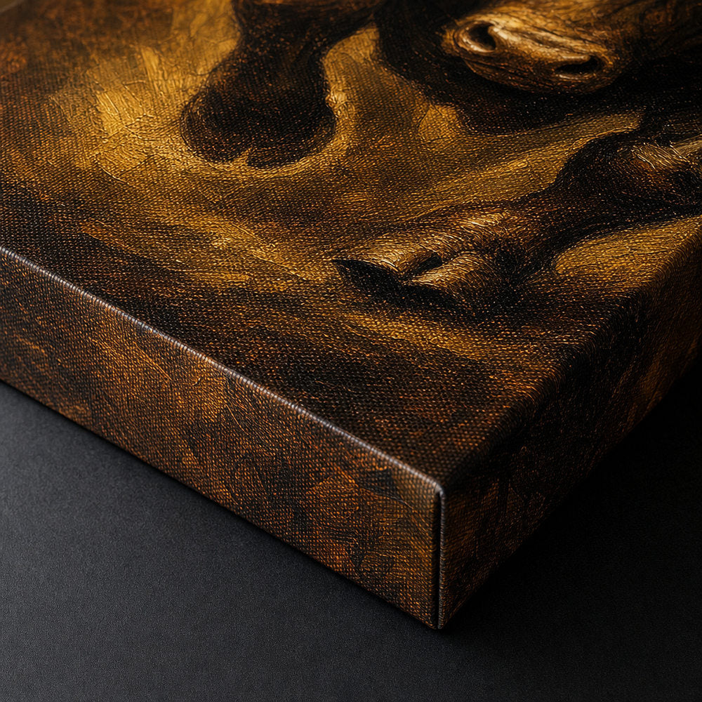 Bronze Bull Power Vintage Portrait Canvas Wall Art - 03_detail_closeup