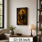 Bronze Bull Power Vintage Portrait Canvas Wall Art - 04_sku_12x18_wall